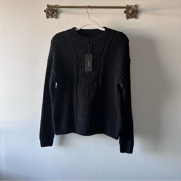 NWT VERO MODA Knit Crewneck Sweater In Black. Chunky, warm, winter, cozy lon… - Picture 8 of 14